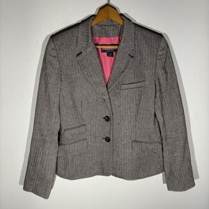 Vineyard Vines Gray Herringbone Blazer with Pink Accent size 6